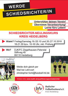 Schiri-Ausbildung Heidelberg. Grafik: bfv